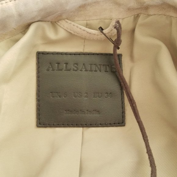 NWT All Saints Rosen suede biker jacket, US sz 2 - Picture 15 of 15